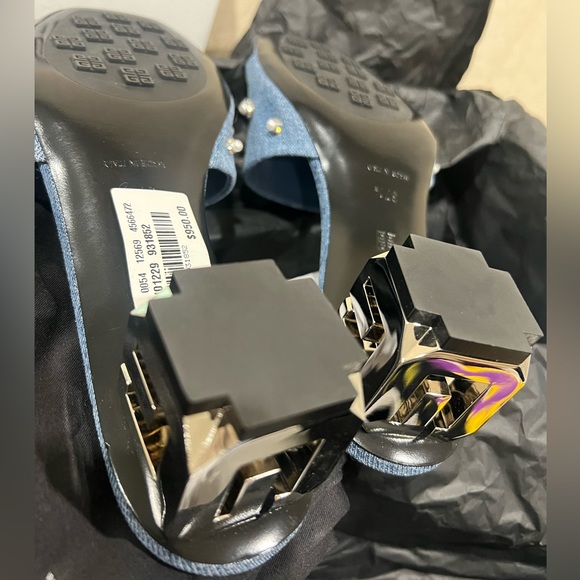 NEW Givenchy Denim G-Cube G logo kitten heel mules - Picture 12 of 16